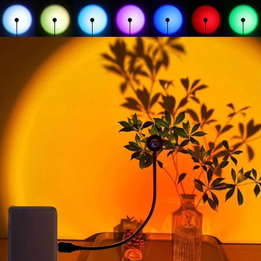 Sunset Lamp Projection - MeeToo USB 일몰 무드 램프 Led