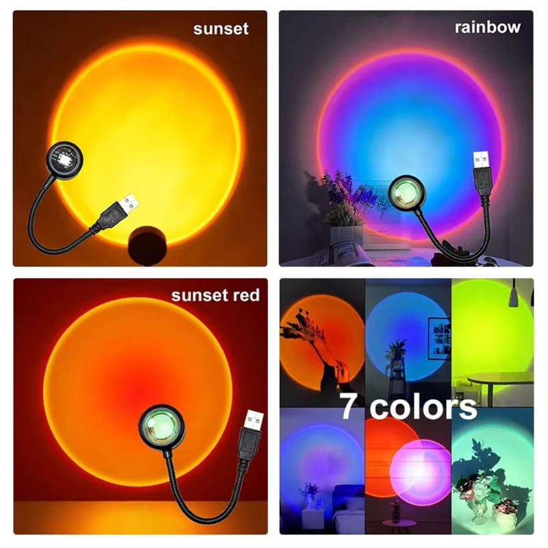 Sunset Lamp Projection - 1-4pcs 일몰 램프 LED 레인보우 네온