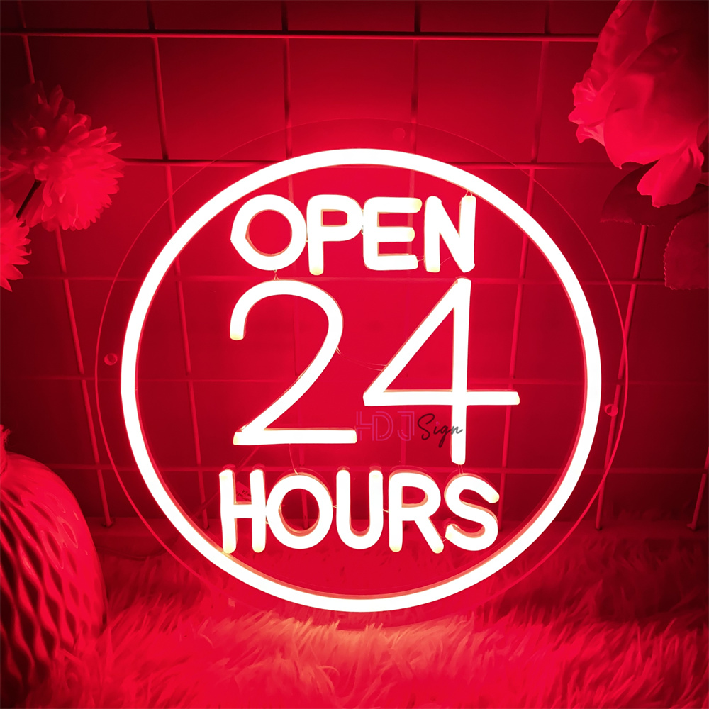Decor Lighting Opening Hours - 네온 LED 간판 24시간 커피 바