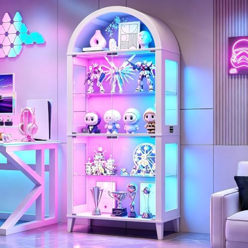 Lighting & Home Decor Studio - 5단 아치형 유리 진열장 (거실용, RGB