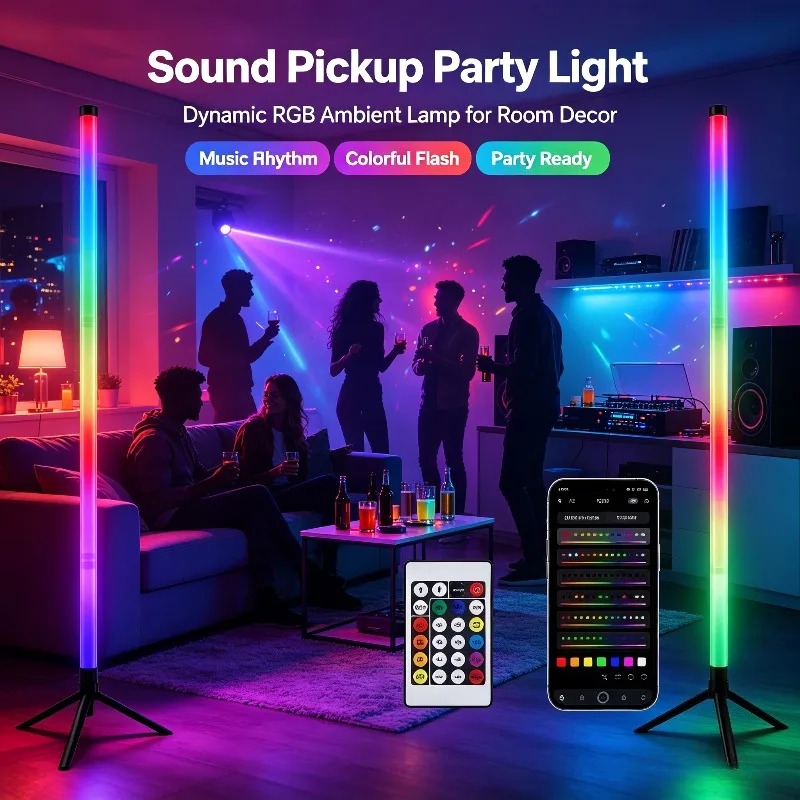 Room Decor Lighting Lamp - 2개입 120CM RGB 플로어 램프, 사운드