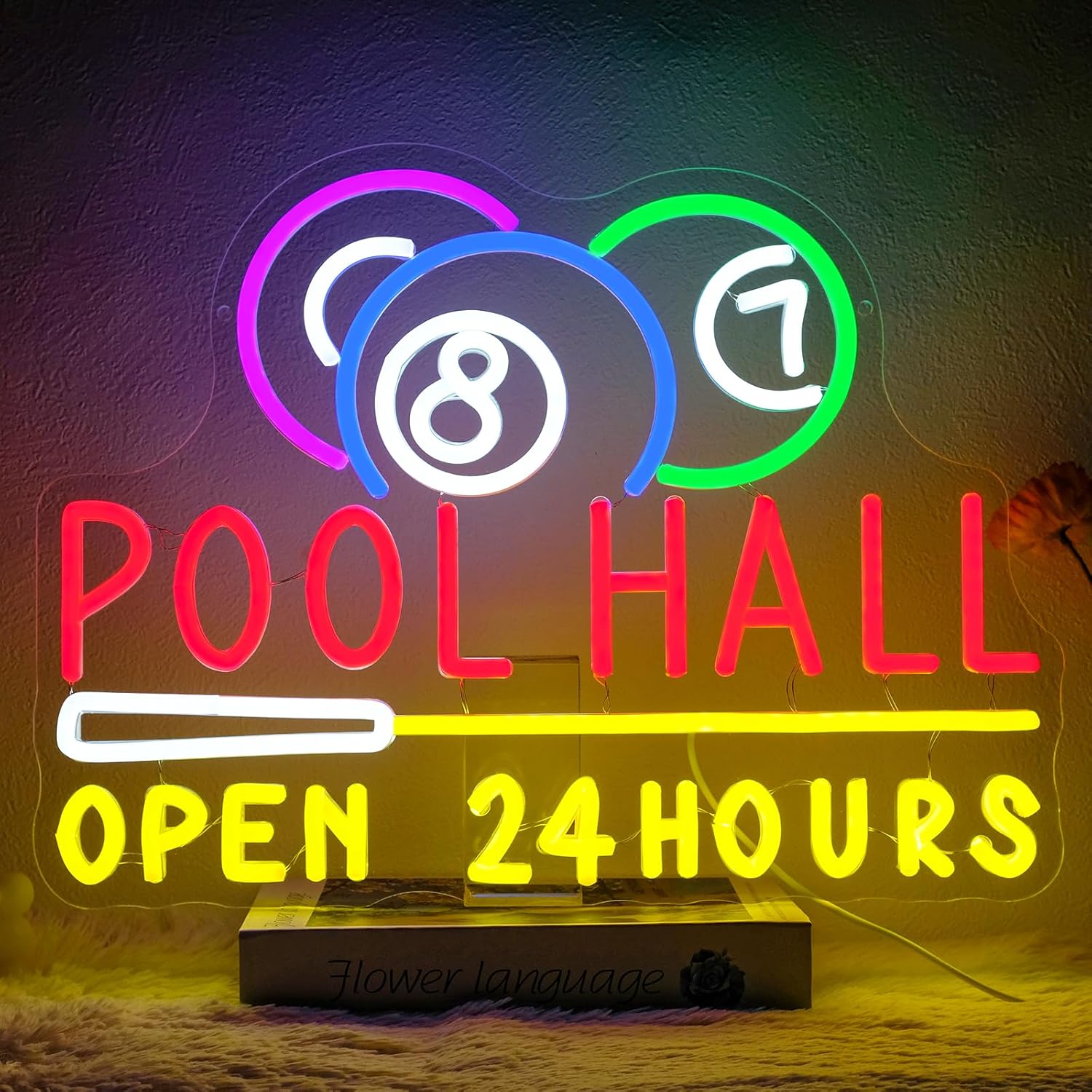 Decor Lighting Opening Hours - 당구장 24시간 영업 네온사인 USB 전원