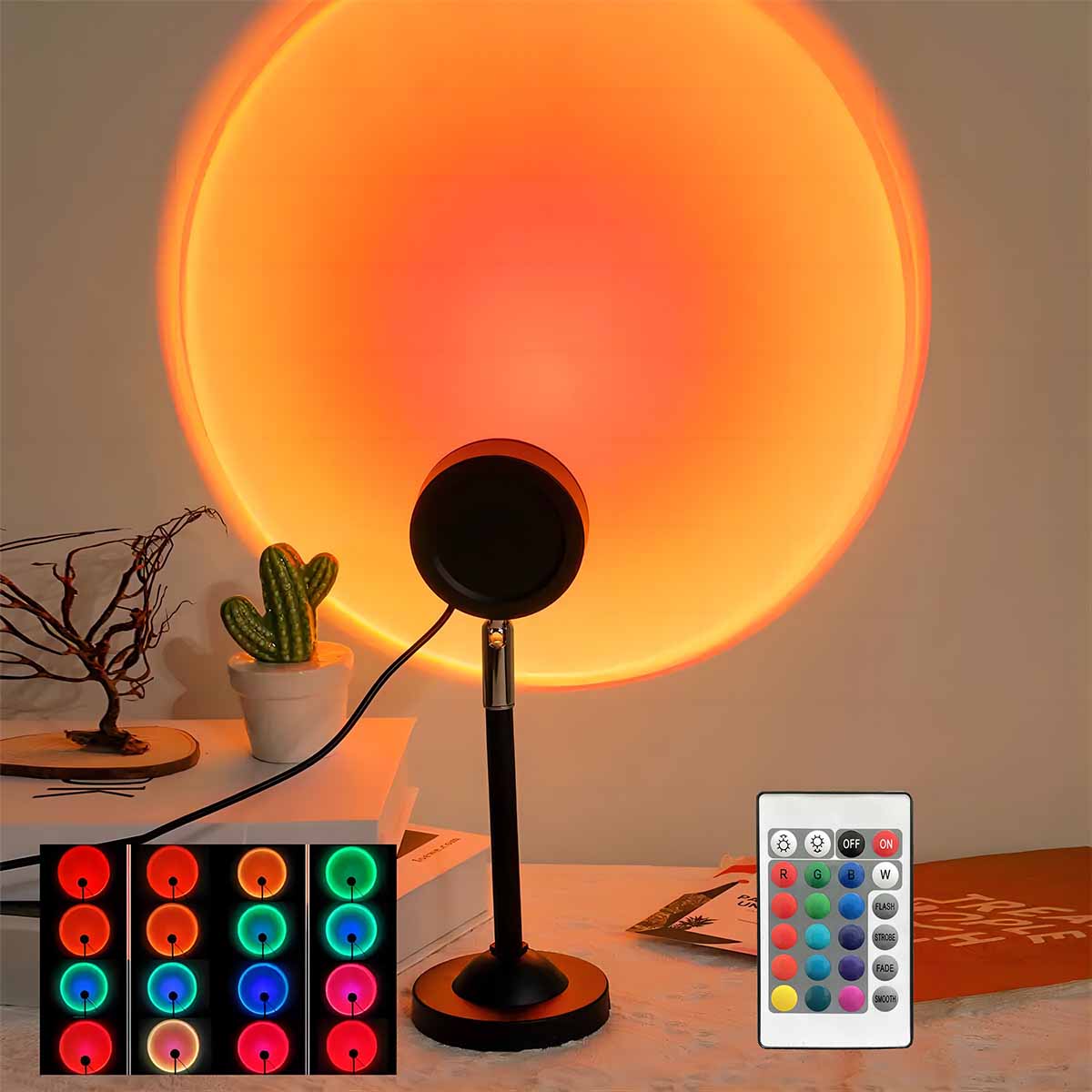 Sunset Lamp Projection - 일몰 프로젝션 조명 리모컨 16색 무드등,