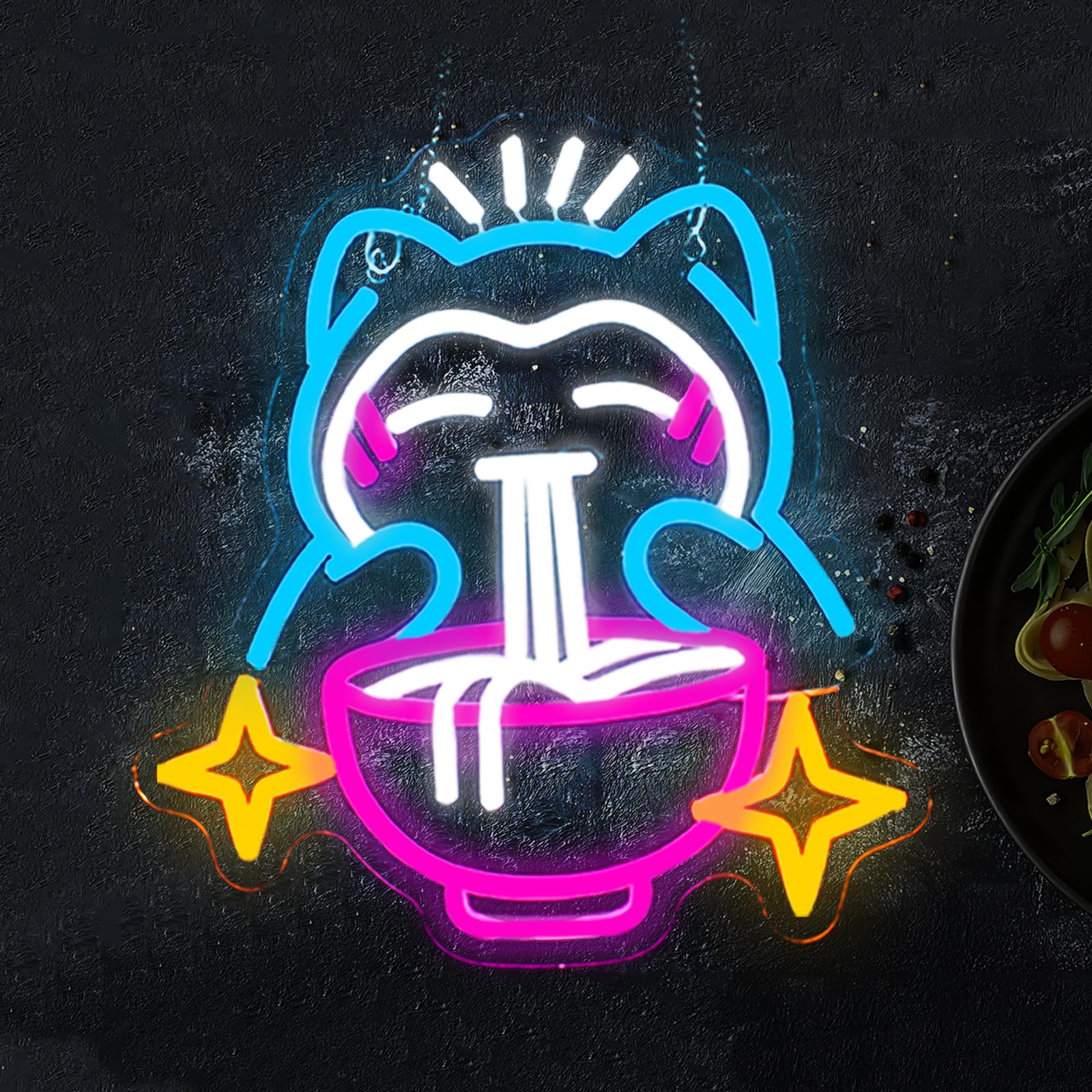 LED 라면 네온 조명 - 귀여운 곰 모양 누들 네온사 - Japanese Lighting Decor 리뷰 및 가격