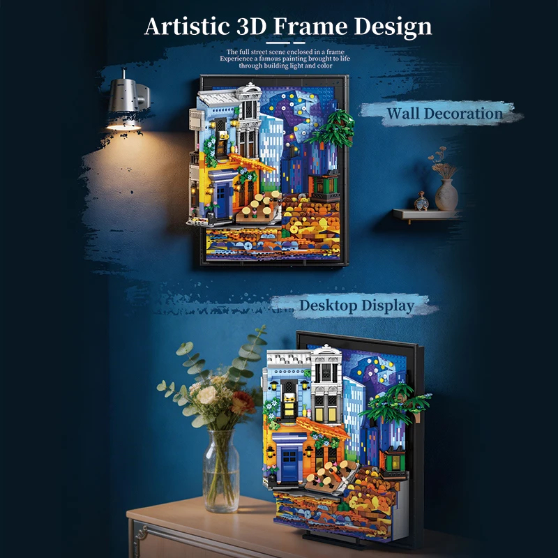 2678PCS 밤하늘 카페 그림 프레임 빌딩 블록 LE - Lighting Home Decor Ideas 리뷰 및 가격
