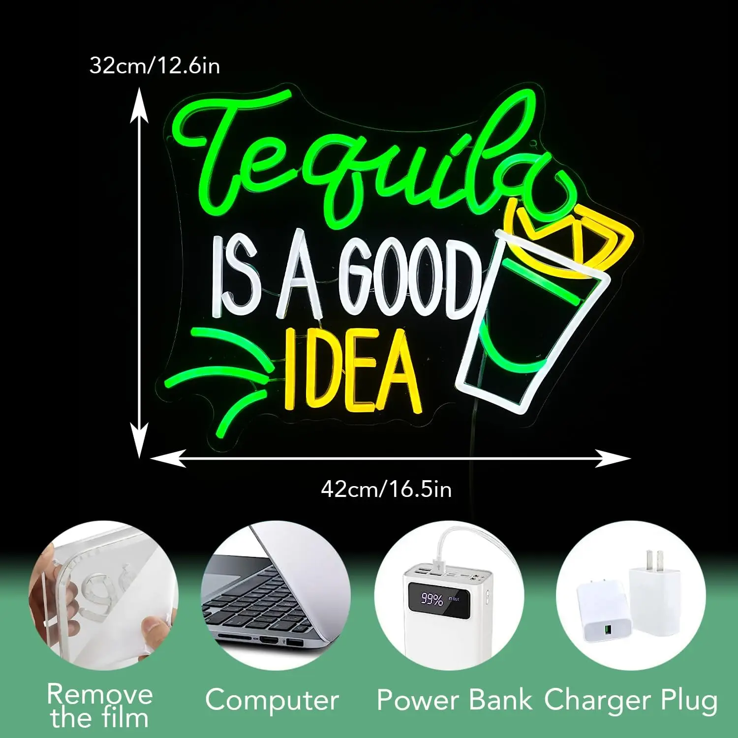 테킬라는 좋은 아이디어입니다 네온사인 USB 디밍 가능 - Lighting Home Decor Ideas 리뷰 및 가격