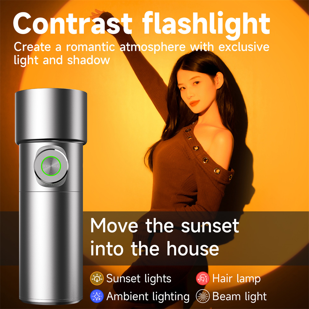 새로운 사진용 플래시라이트 4색 RGB LED 비디오  - Sunset Lamp Projection 리뷰 및 가격