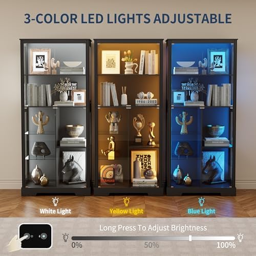 71인치 5단 진열장, 수집품용 3색 조명, 블랙 |  - Lighting & Home Decor Studio 리뷰 및 가격