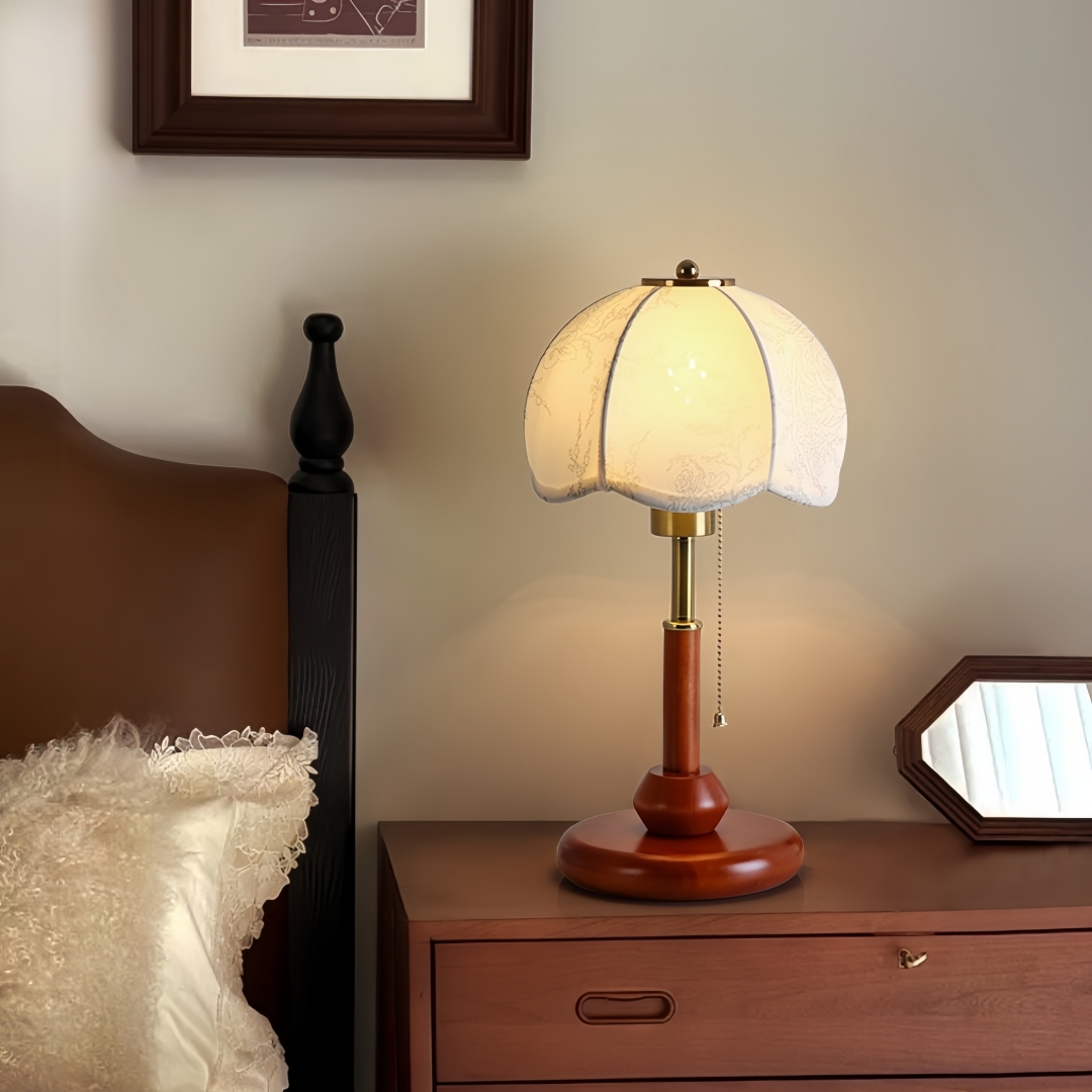 빈티지 스캘럽 돔 테이블 램프, 침실 협탁, 서재, 현 - Room Decor Lighting Lamp 리뷰 및 가격