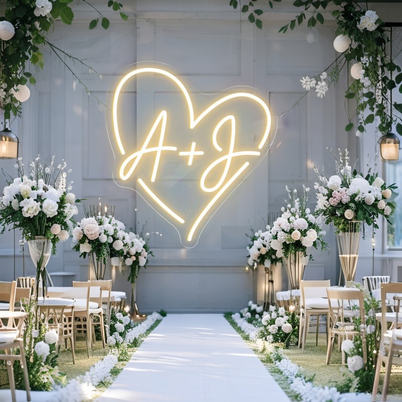 맞춤 이니셜 하트 LED 네온사인, 웨딩 파티 배경 홈 - Lighting Decoration For Wedding 리뷰 및 가격