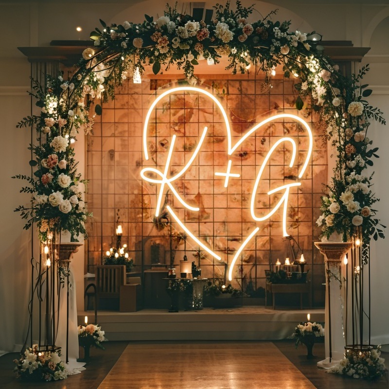 맞춤 이니셜 하트 LED 네온사인, 웨딩 파티 배경 홈 - Lighting Decoration For Wedding 리뷰 및 가격