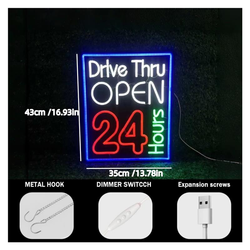 드라이브 스루 24시간 영업 네온사인 조명, 매장, 바 - Decor Lighting Opening Hours 리뷰 및 가격
