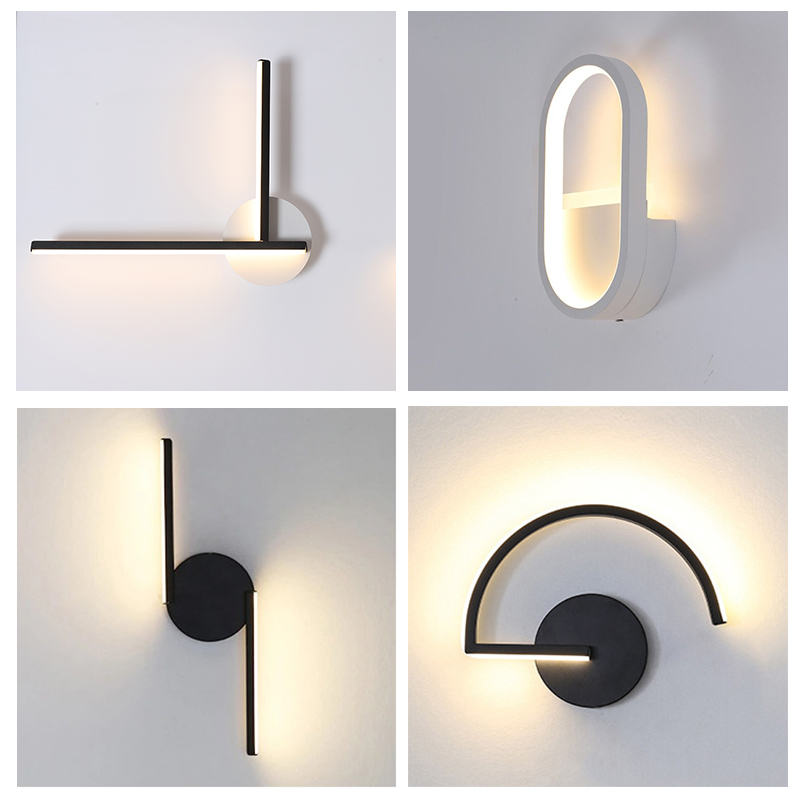 현대적인 북유럽 LED 벽등, 미니멀리스트 블랙 기하학 - Room Decor Lighting Lamp 리뷰 및 가격