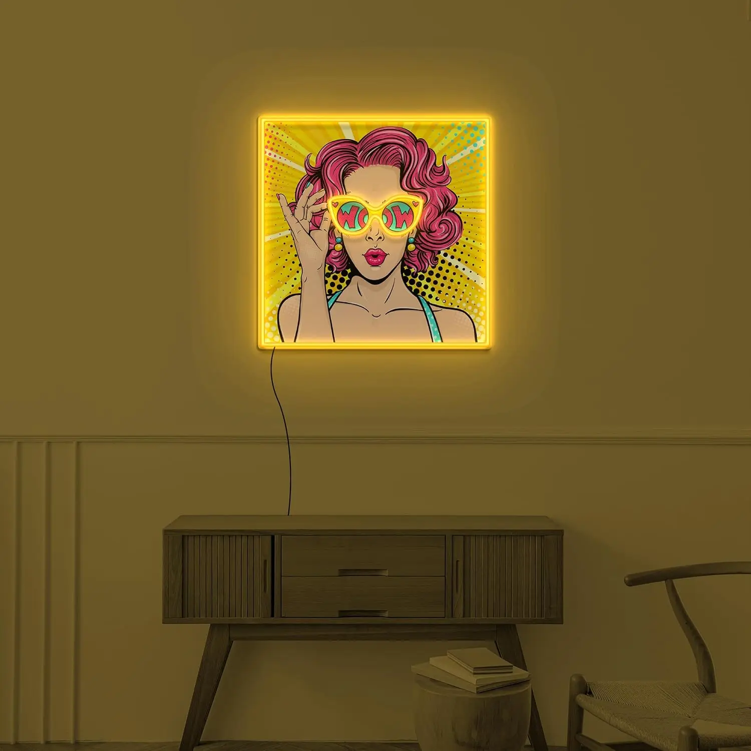 와우 레이디 UV 팝 네온사인 코믹 팝 LED 네온 조 - Lighting Decor Wow 리뷰 및 가격