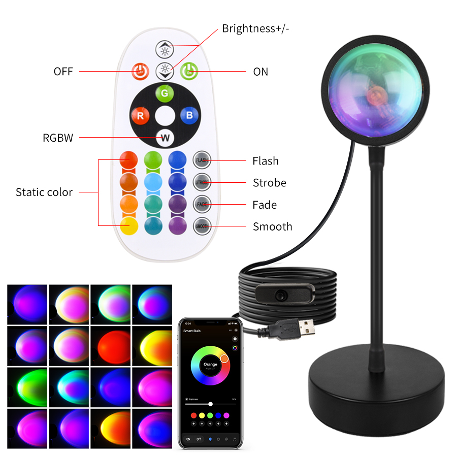 스마트 일몰 램프 Tuya LED 야간 조명 USB R - Sunset Lamp Projection 리뷰 및 가격