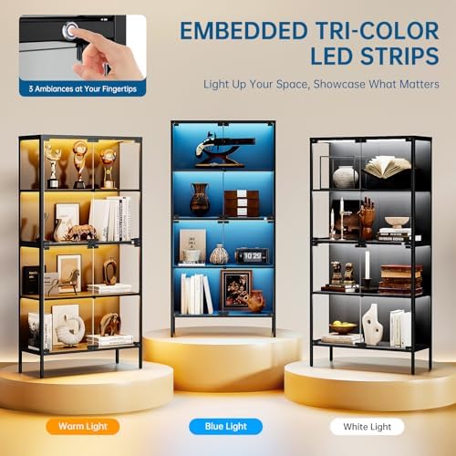65인치 유리 진열장(3색 LED 조명 포함), 강화유 - Lighting & Home Decor Studio 리뷰 및 가격