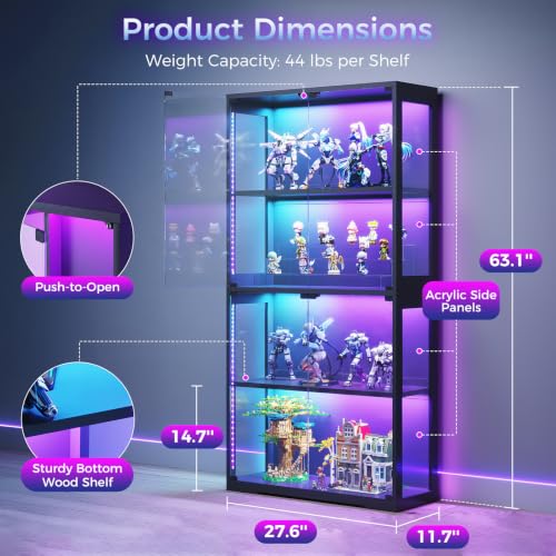유리문과 RGB LED 조명이 있는 진열장, 유리 진열 - Lighting & Home Decor Studio 리뷰 및 가격