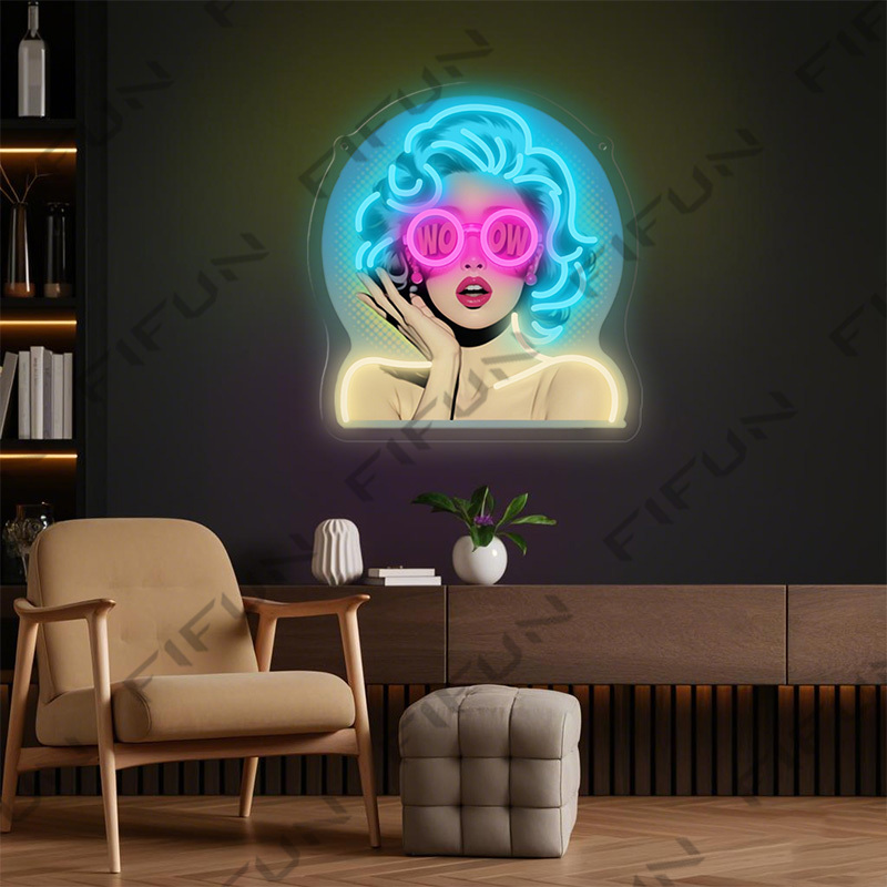 와우 컬 걸 네온사인 UV 프린팅 벽 장식, USB 전 - Outdoor Lighting Decor Wow 리뷰 및 가격