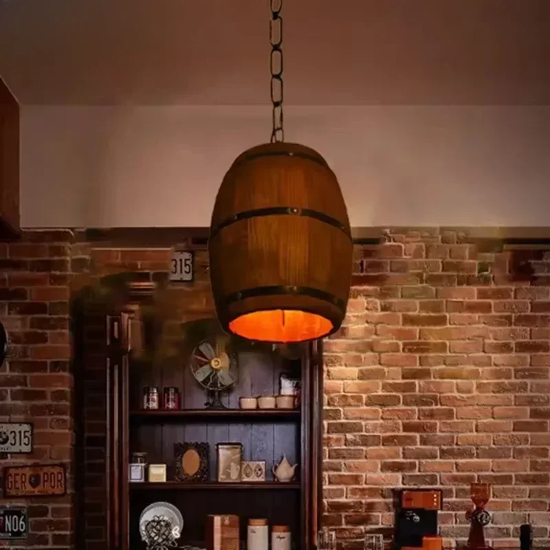 소박한 빈티지 샹들리에 나무 펜던트 조명 와인 배럴 행 - Room Decor Lighting Lamp 리뷰 및 가격