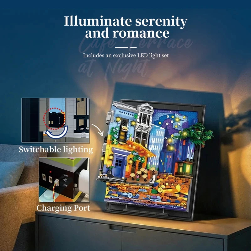 2678PCS 밤하늘 카페 그림 프레임 빌딩 블록 LE - Lighting Home Decor Ideas 리뷰 및 가격