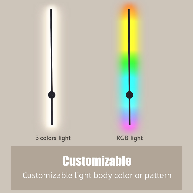 현대적인 충전식 LED 벽등 블랙 알루미늄 바디 선형  - Room Decor Lighting Lamp 리뷰 및 가격