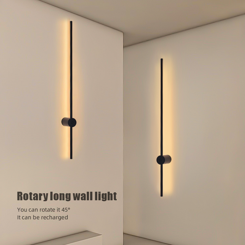 현대적인 충전식 LED 벽등 블랙 알루미늄 바디 선형  - Room Decor Lighting Lamp 리뷰 및 가격