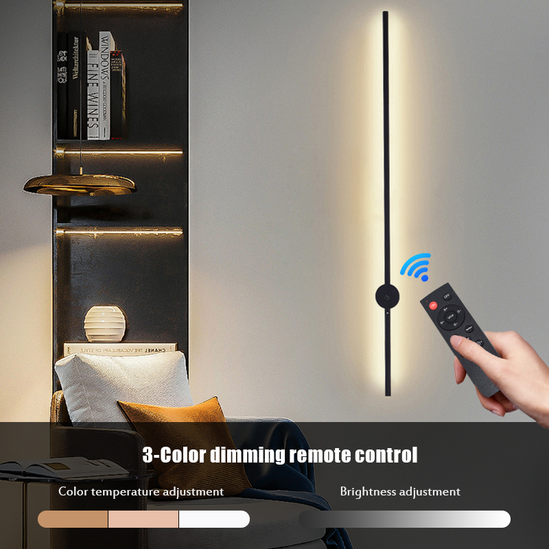 현대적인 충전식 LED 벽등 블랙 알루미늄 바디 선형  - Room Decor Lighting Lamp 리뷰 및 가격