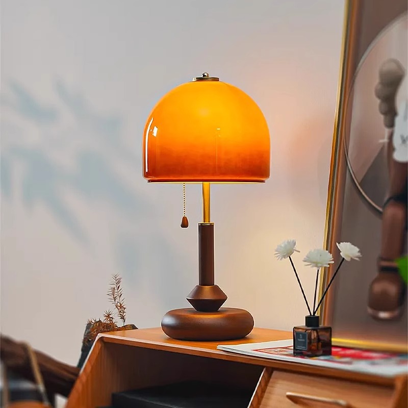빈티지 럭셔리 호두 색 유리 장식 책상 램프 크리 에이 - Lighting Home Decor Ideas 리뷰 및 가격